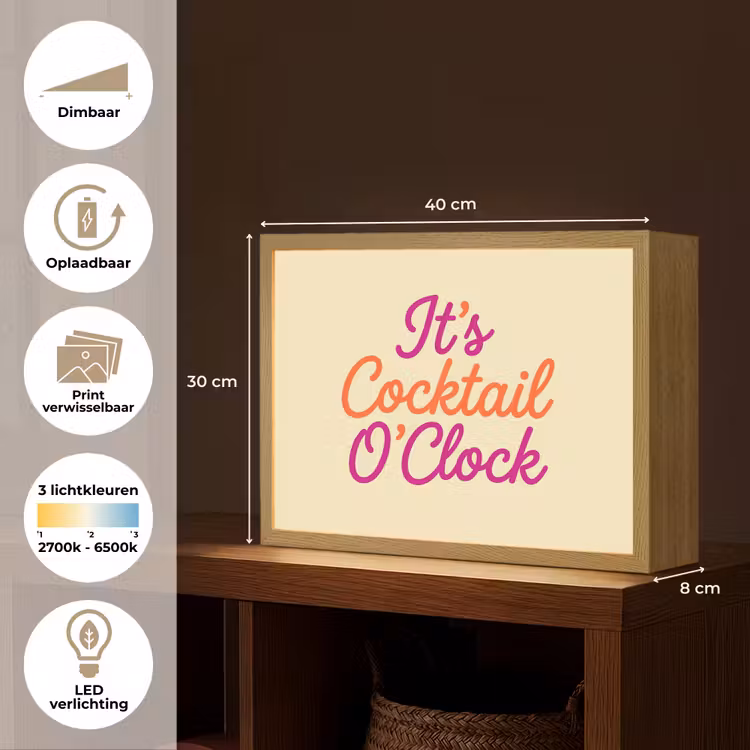Lightbox - Wandlamp - Cocktail O'Clock - Geel - Retro — 10