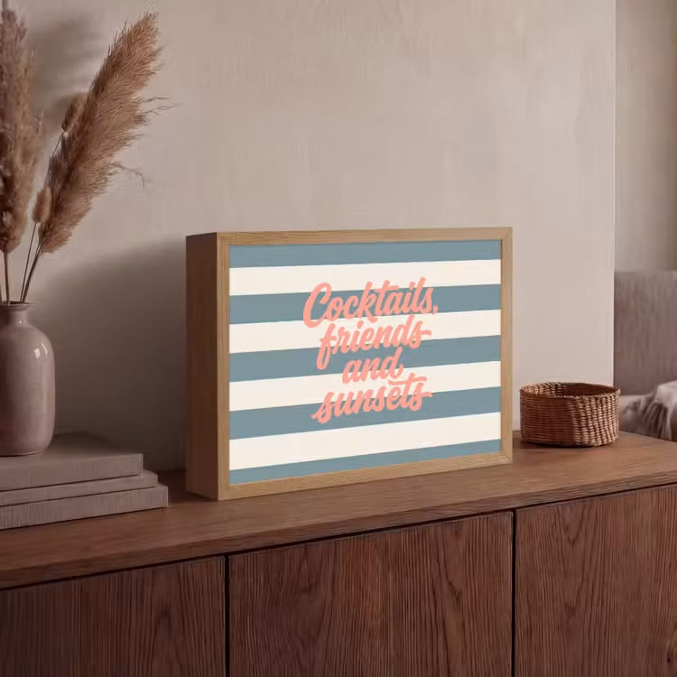 Lightbox - Wandlamp - Cocktails - Strepen - Blauw - Koraal — 4