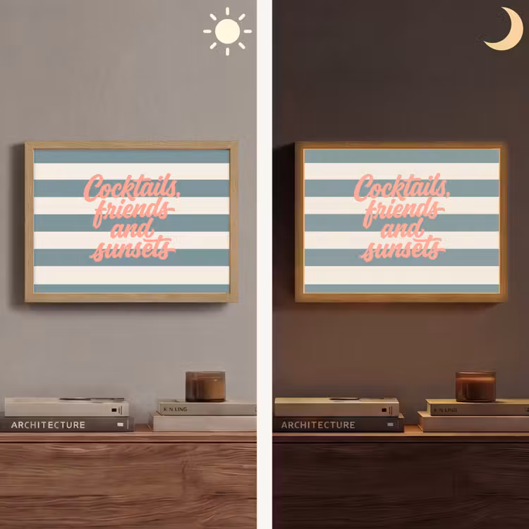 Lightbox - Wandlamp - Cocktails - Strepen - Blauw - Koraal — 6