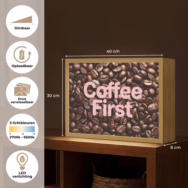 Lightbox - Wandlamp - Coffee First - Koffiebonen - Roze — 10