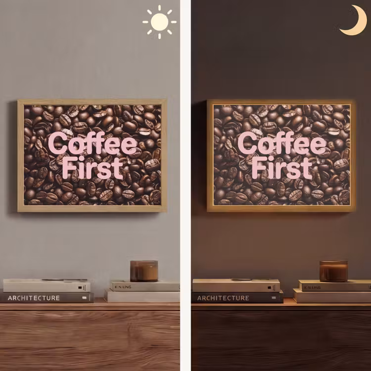 Lightbox - Wandlamp - Coffee First - Koffiebonen - Roze — 6