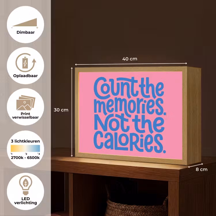 Lightbox - Wandlamp - Memories - Roze - Blauw - Quote — 10