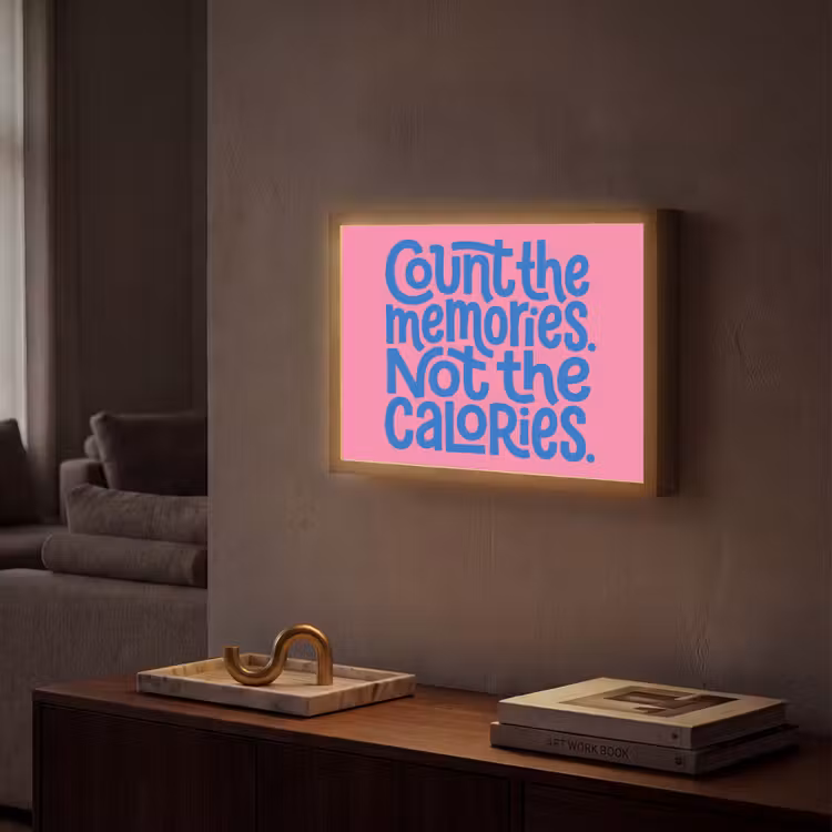 Lightbox - Wandlamp - Memories - Roze - Blauw - Quote — 2