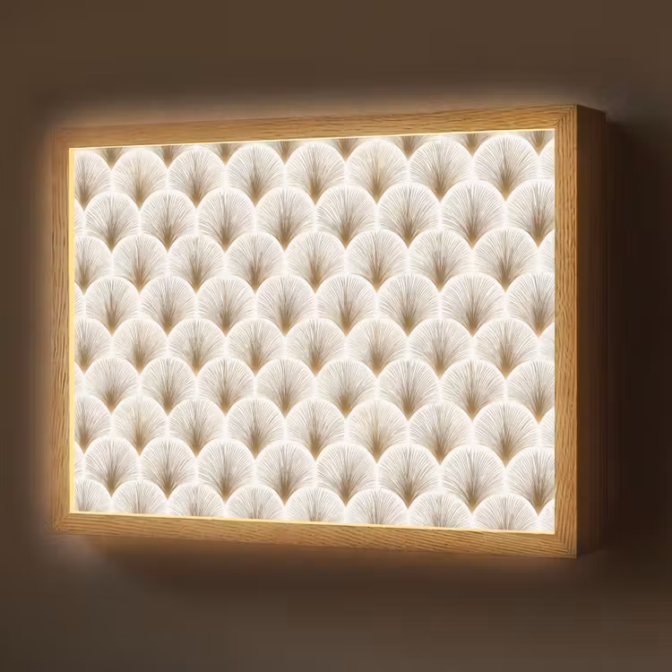 Lightbox - Wandlamp - Waaiers - Art Deco - Elegant - Goud - Wit — 1