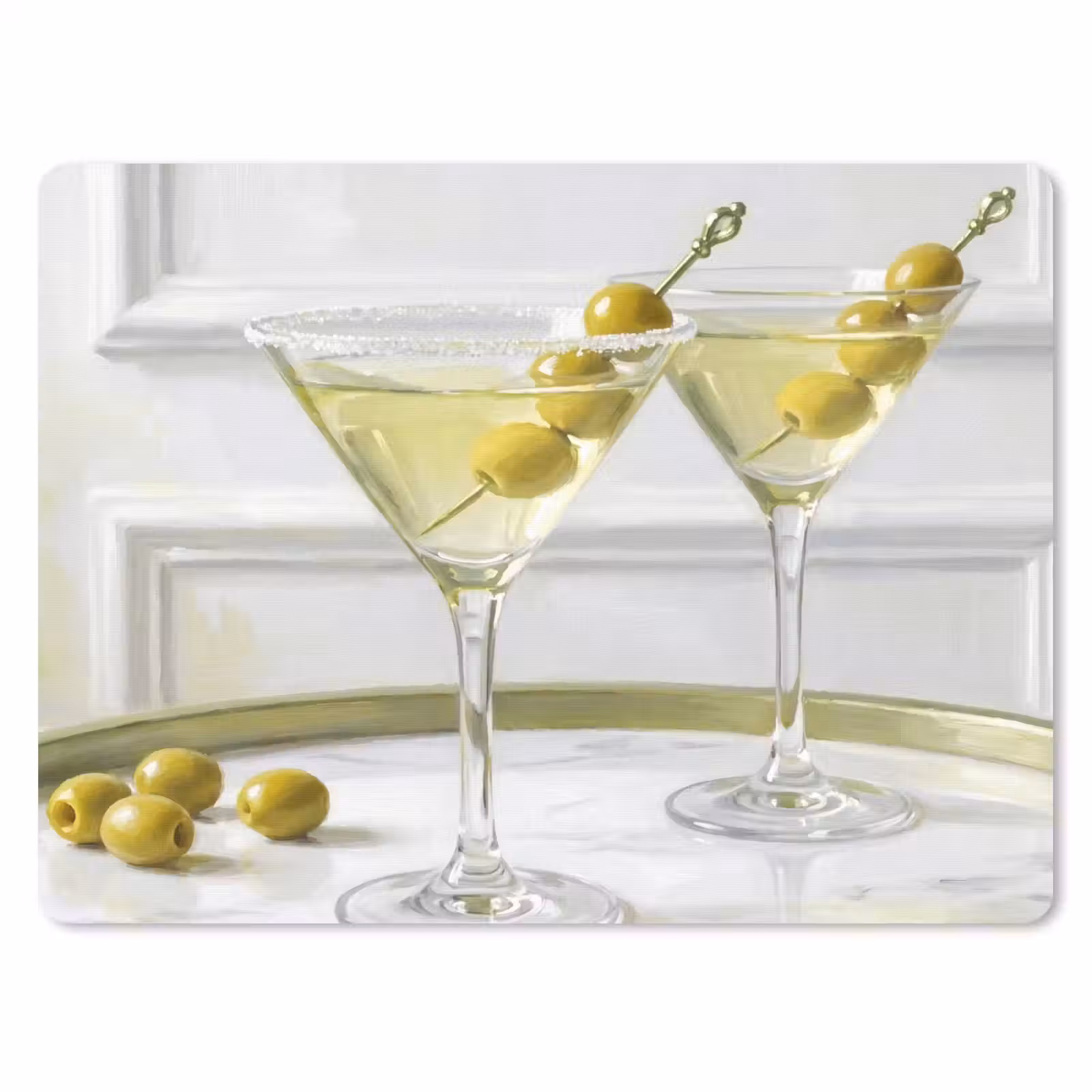 Muismat - Drank - Martini - Olijven - Modern - Wit — 1