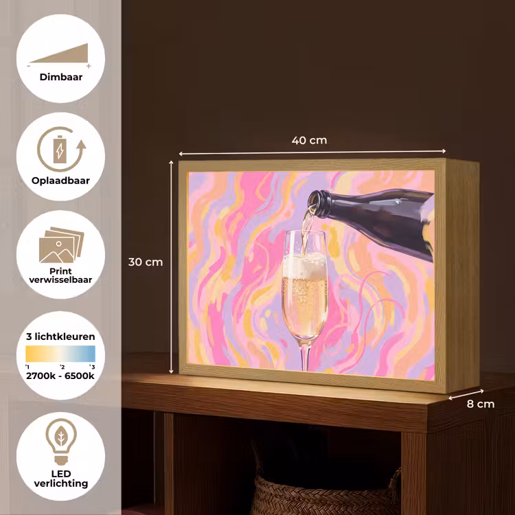 Lightbox - Wandlamp - Drank - Inschenken - Feest - Abstract - Roze — 10
