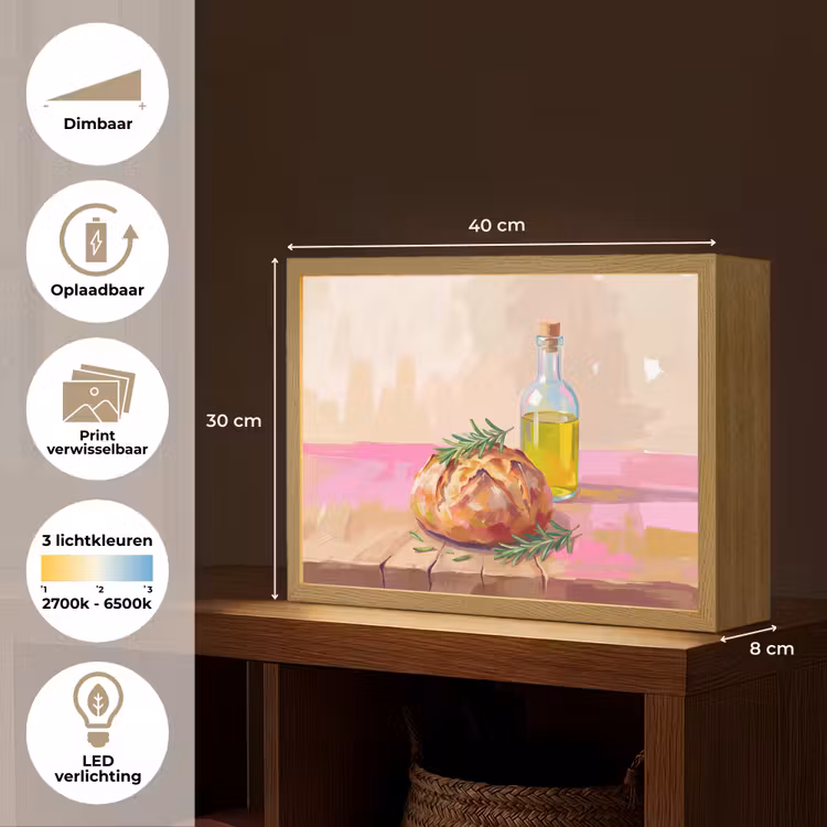 Lightbox - Wandlamp - Eten - Brood - Olijfolie - Abstract - Keuken — 10