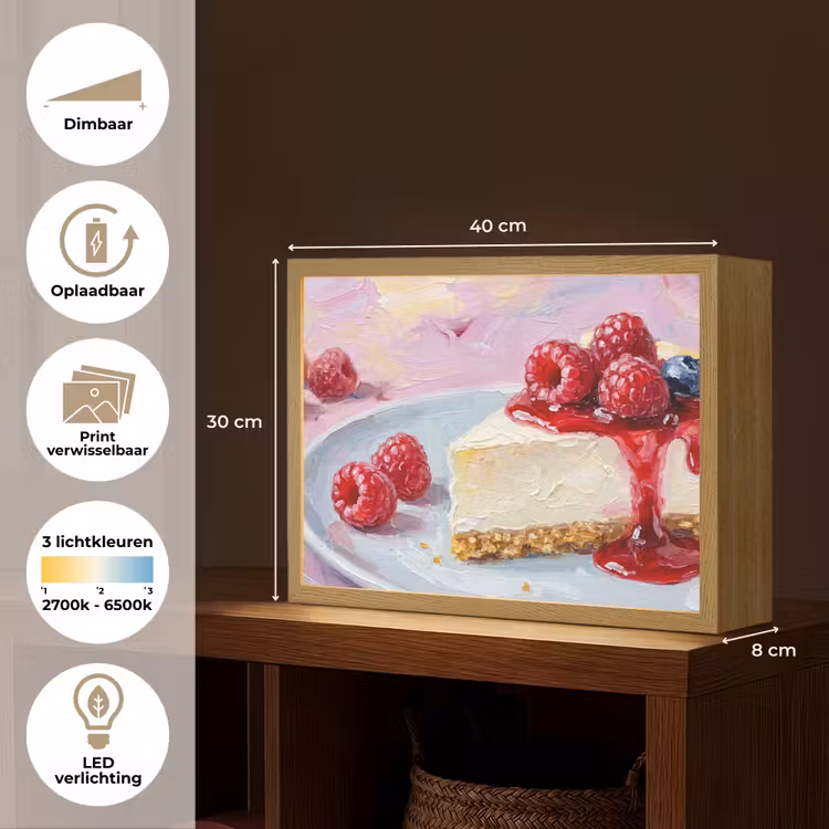 Lightbox - Wandlamp - Eten - Cheesecake - Bessen - Abstract - Roze — 10