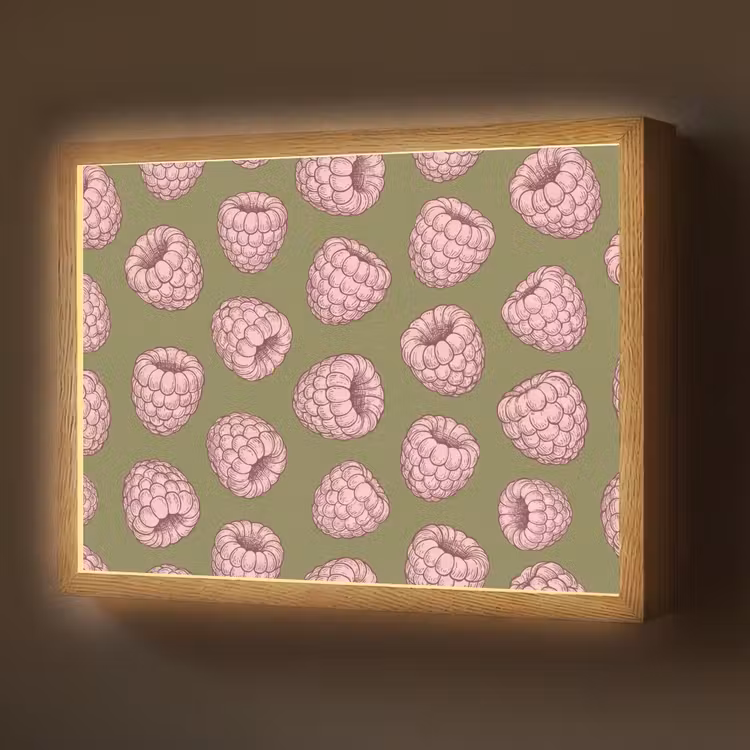 Lightbox - Wandlamp - Eten - Patroon - Illustratie - Roze - Groen — 1