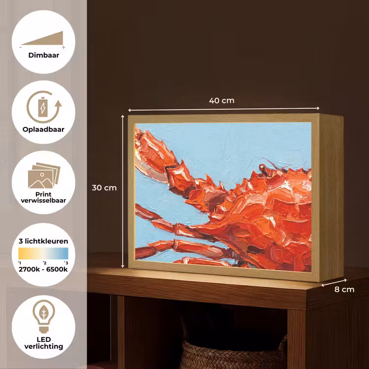 Lightbox - Wandlamp - Krab - Zee - Dieren - Abstract - Rood — 10