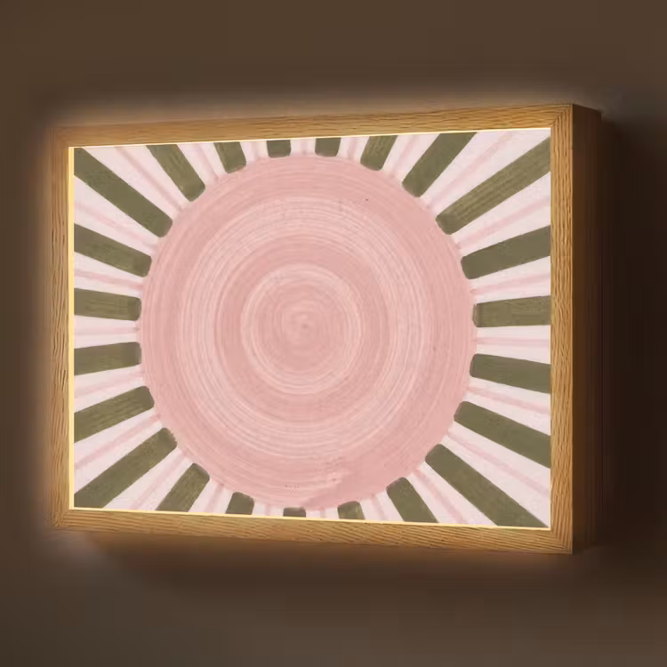 Lightbox - Wandlamp - Patroon - Cirkel - Stralen - Abstract - Roze — 1