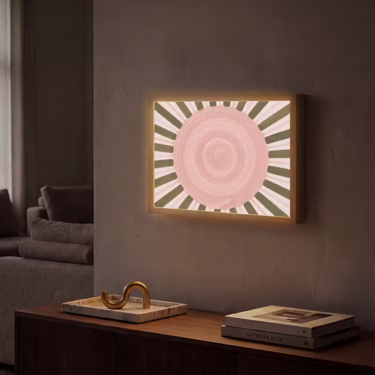 Lightbox - Wandlamp - Patroon - Cirkel - Stralen - Abstract - Roze — 2