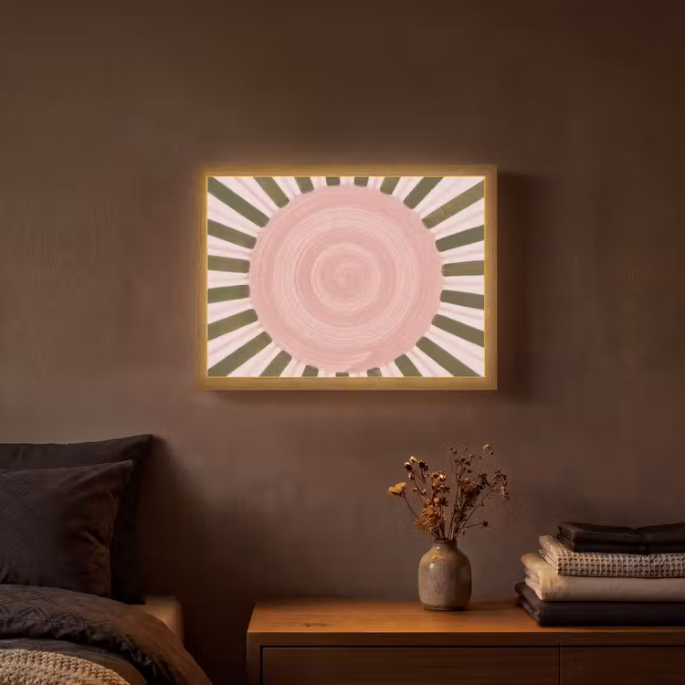 Lightbox - Wandlamp - Patroon - Cirkel - Stralen - Abstract - Roze — 3