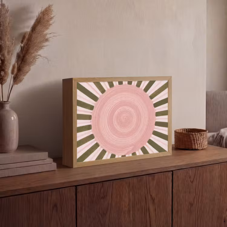 Lightbox - Wandlamp - Patroon - Cirkel - Stralen - Abstract - Roze — 4