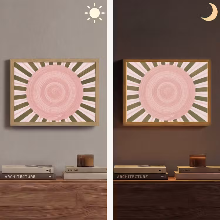 Lightbox - Wandlamp - Patroon - Cirkel - Stralen - Abstract - Roze — 6