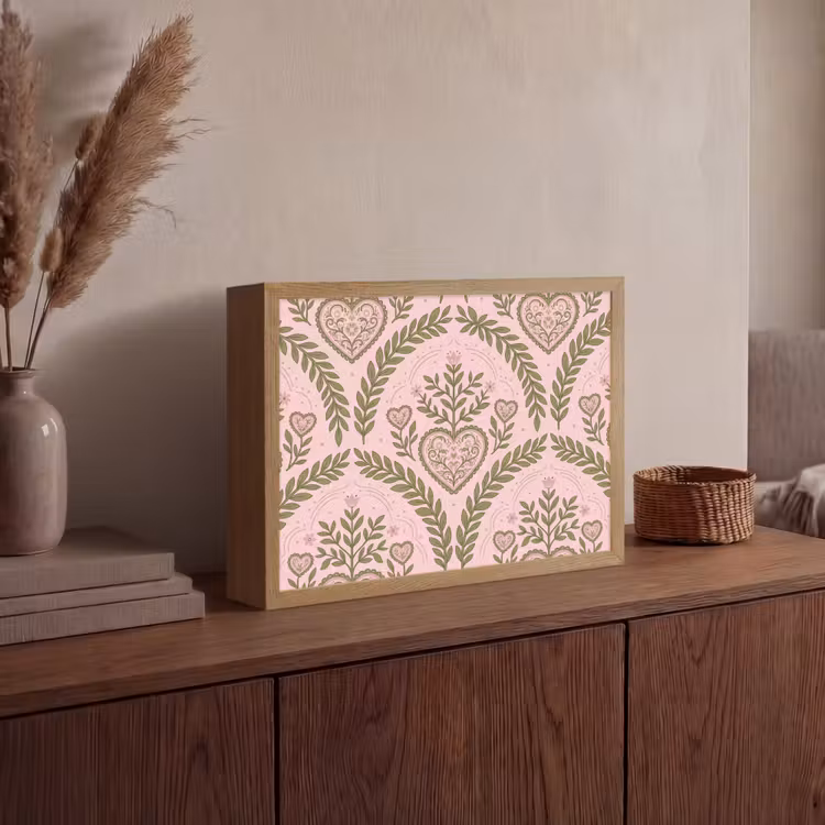 Lightbox - Wandlamp - Patroon - Hart - Bloemen - Folkloristisch - Roze — 4