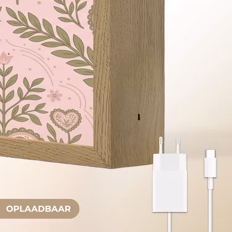 Lightbox - Wandlamp - Patroon - Hart - Bloemen - Folkloristisch - Roze — 7