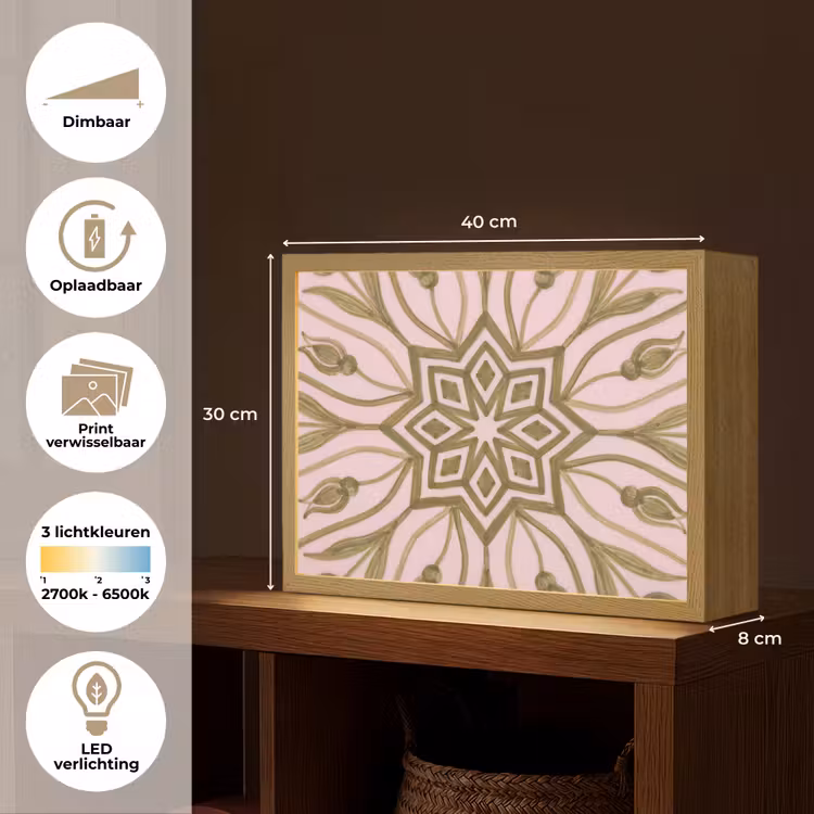 Lightbox - Wandlamp - Patroon - Mandala - Decoratie - Abstract - Groen — 10