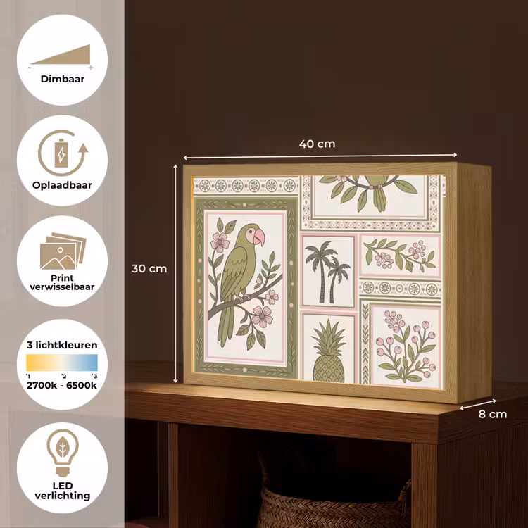 Lightbox - Wandlamp - Vogel - Tropisch - Patroon - Decoratief - Groen — 10