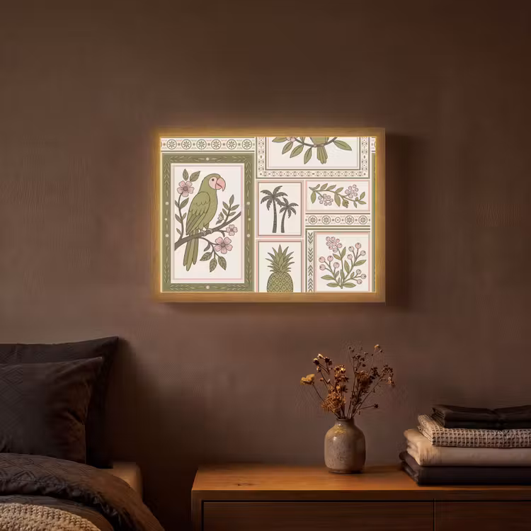 Lightbox - Wandlamp - Vogel - Tropisch - Patroon - Decoratief - Groen — 3