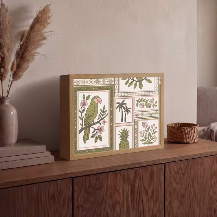Lightbox - Wandlamp - Vogel - Tropisch - Patroon - Decoratief - Groen — 4