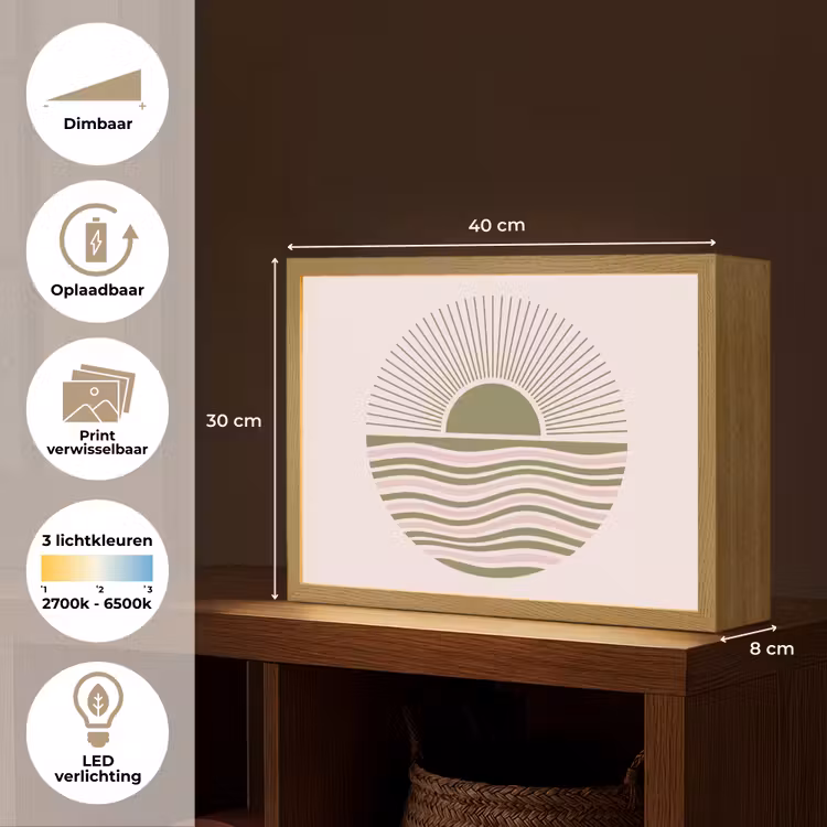 Lightbox - Wandlamp - Zon - Zee - Abstract - Modern - Roze — 10
