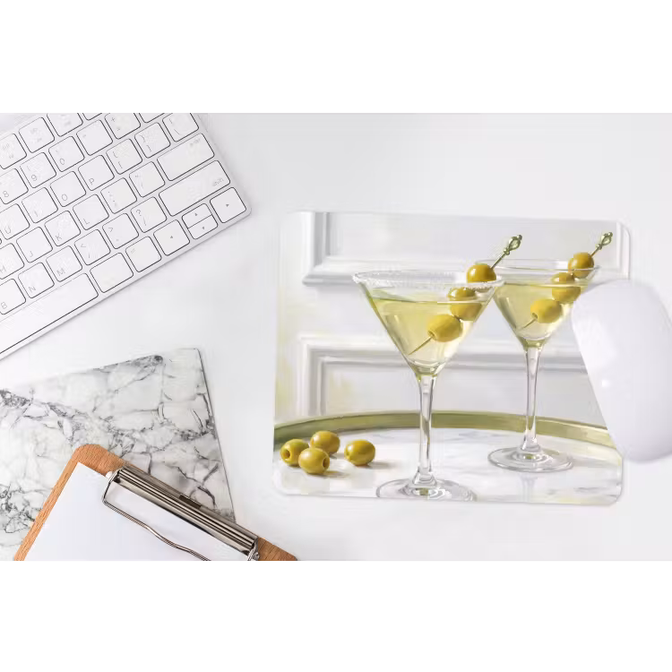 Muismat - Drank - Martini - Olijven - Modern - Wit — 2