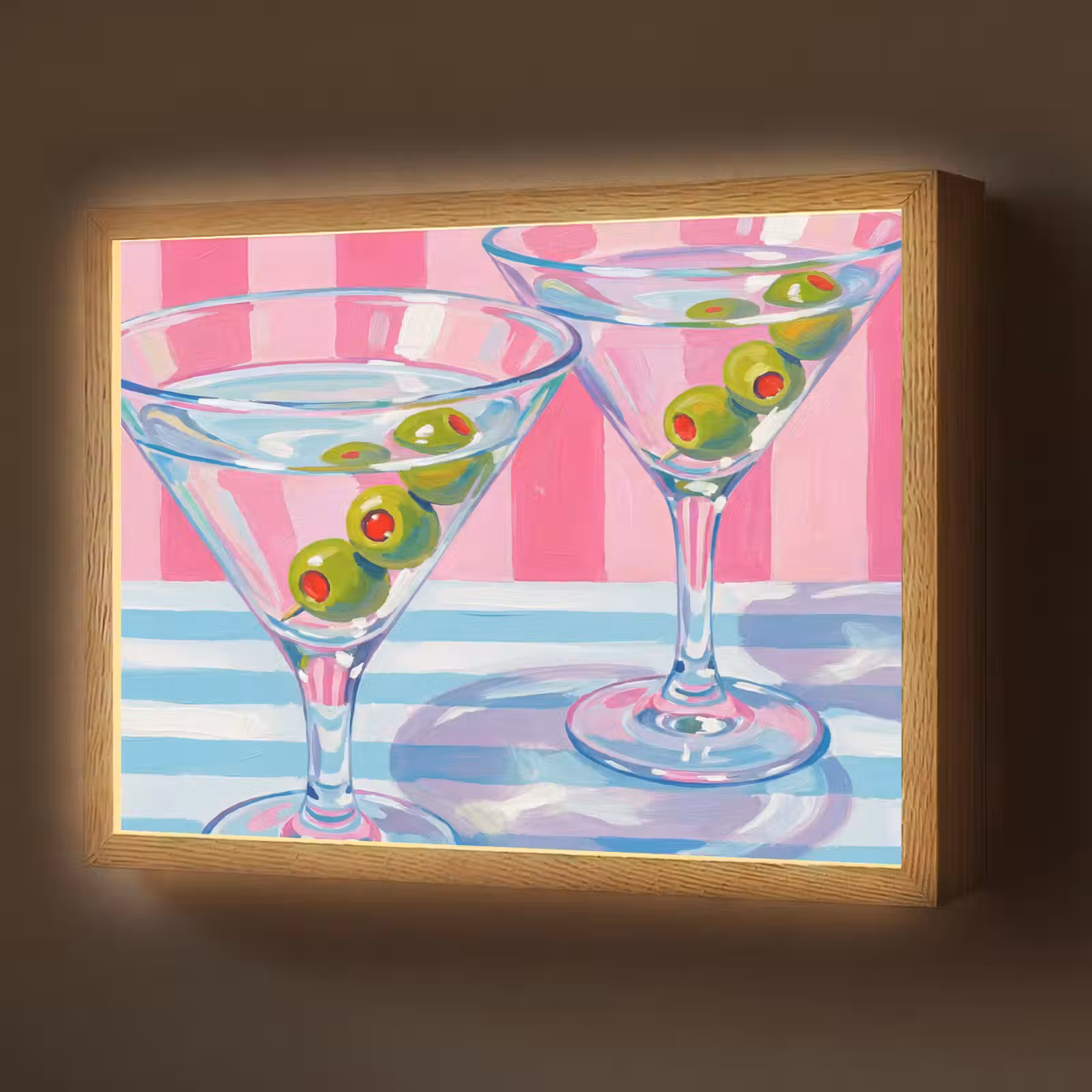 Lightbox - Wandlamp - Cocktail - Olijven - Kunst - Modern - Roze — 1