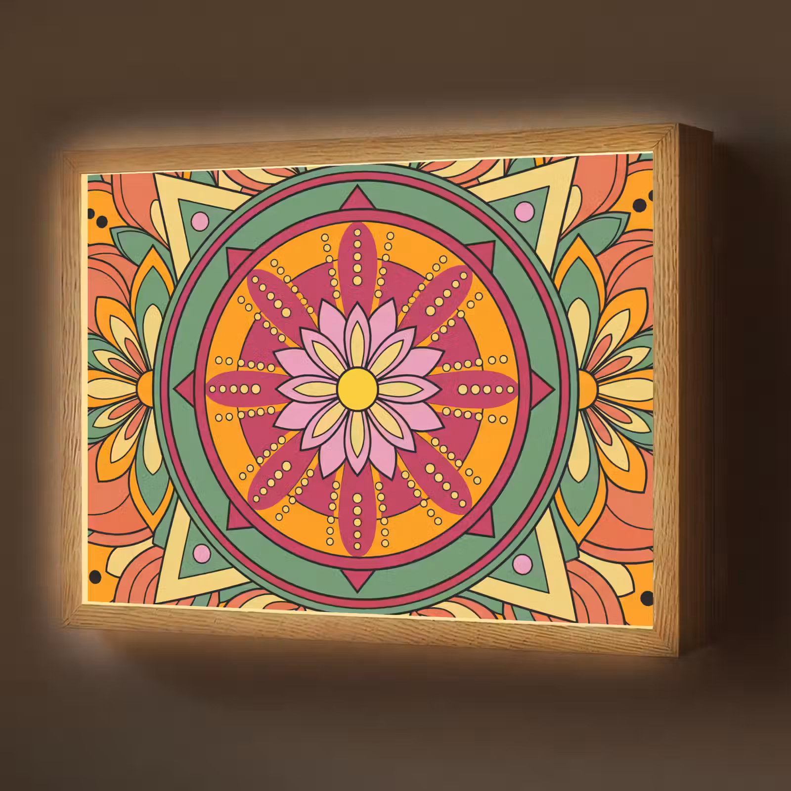 Lightbox - Wandlamp - Mandala - Bloemen - Abstract - Kleurrijk — 1
