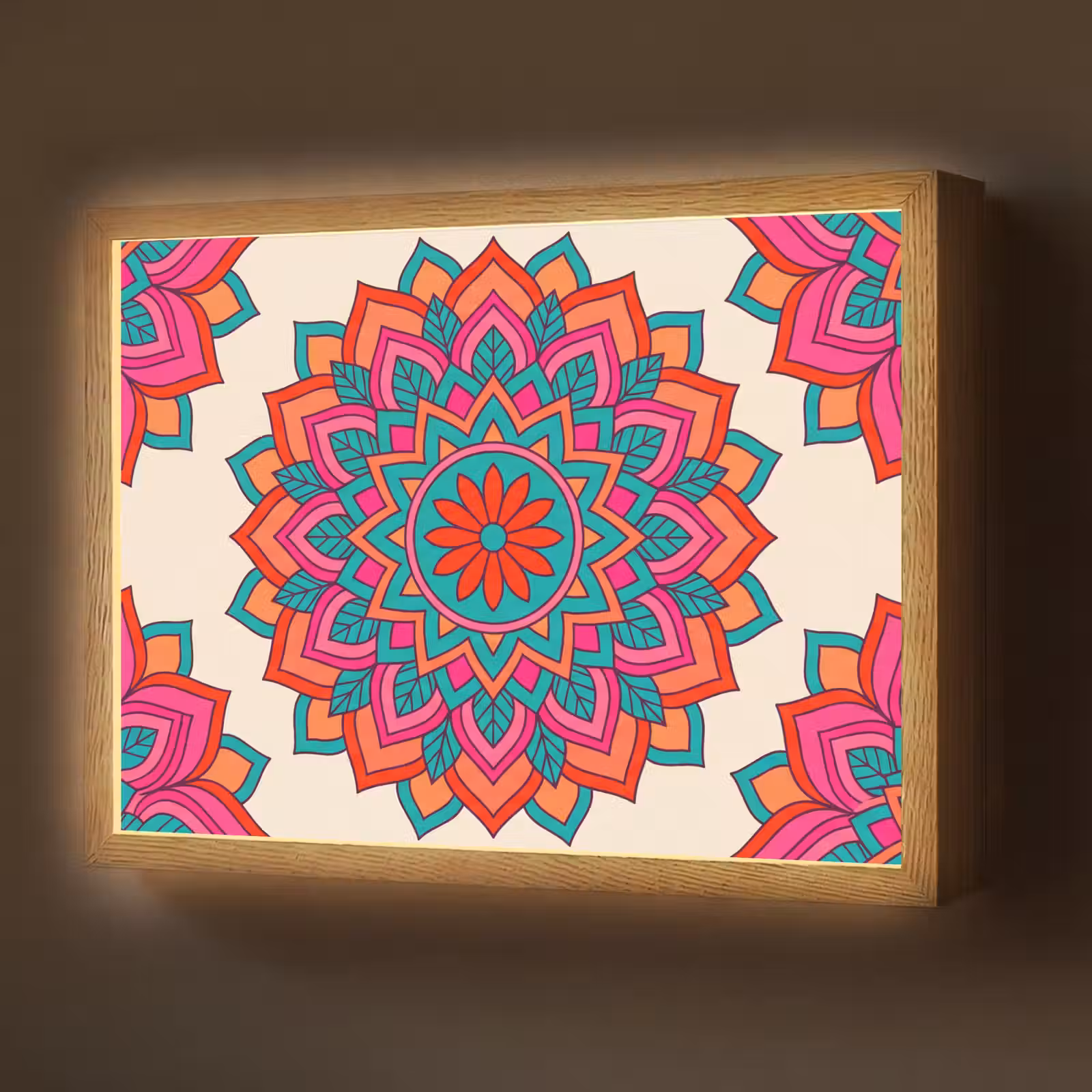 Lightbox - Wandlamp - Mandala - Patroon - Abstract - Kleurrijk - Modern — 1