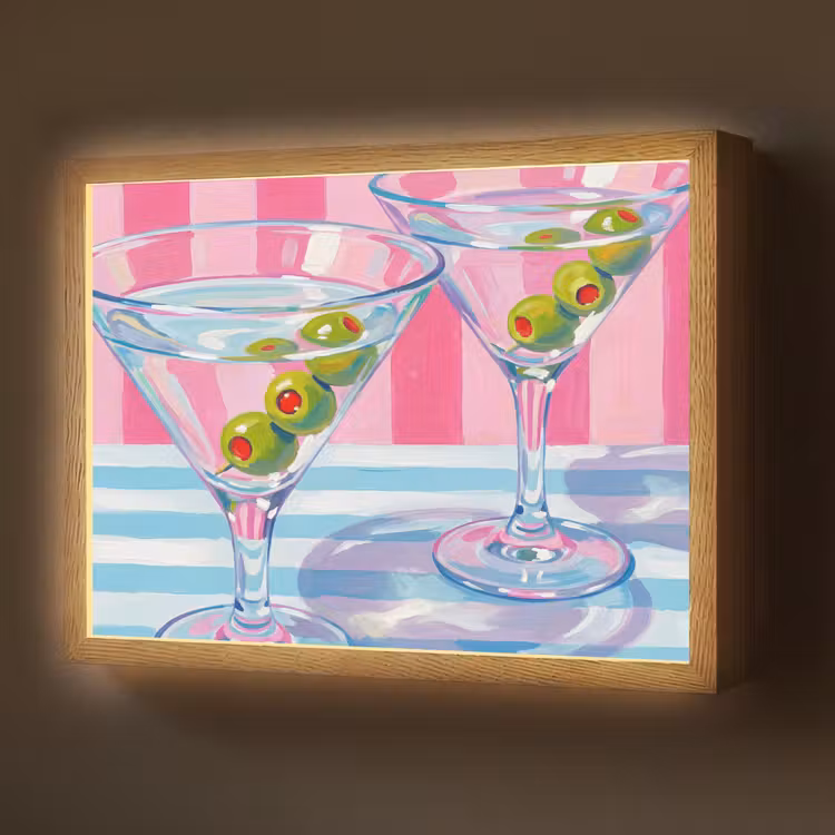 Lightbox - Wandlamp - Cocktail - Olijven - Kunst - Modern - Roze — 1