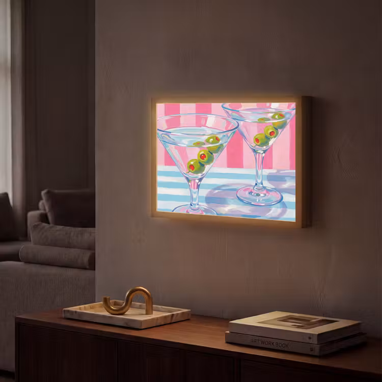 Lightbox - Wandlamp - Cocktail - Olijven - Kunst - Modern - Roze — 2