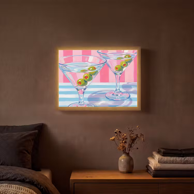 Lightbox - Wandlamp - Cocktail - Olijven - Kunst - Modern - Roze — 3