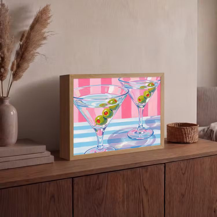 Lightbox - Wandlamp - Cocktail - Olijven - Kunst - Modern - Roze — 4