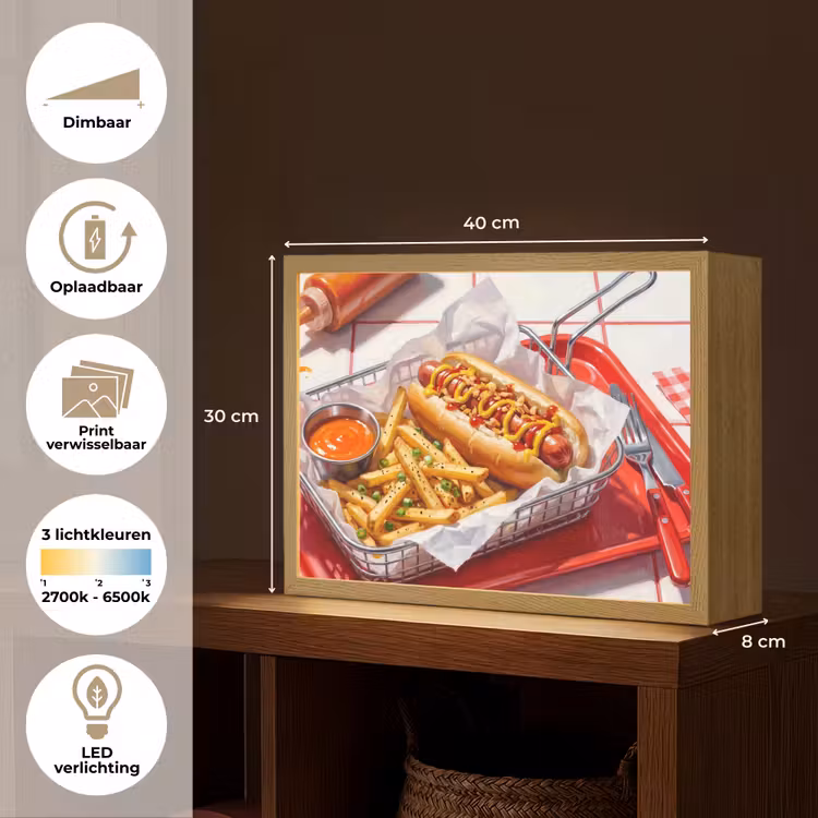 Lightbox - Wandlamp - Eten - Hotdog - Fastfood - Modern - Rood — 10