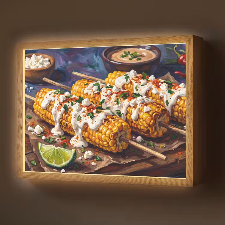 Lightbox - Wandlamp - Eten - Maïs - Saus - Geschilderd - Geel — 1