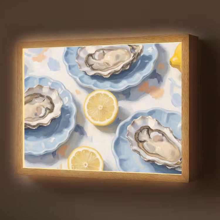 Lightbox - Wandlamp - Eten - Oesters - Citroenen - Modern - Geel — 1