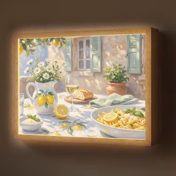 Lightbox - Wandlamp - Eten - Terras - Zomer - Geschilderd - Geel — 1