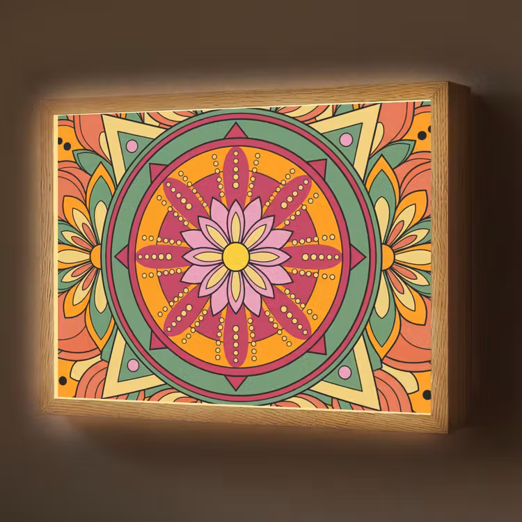 Lightbox - Wandlamp - Mandala - Bloemen - Abstract - Kleurrijk — 1