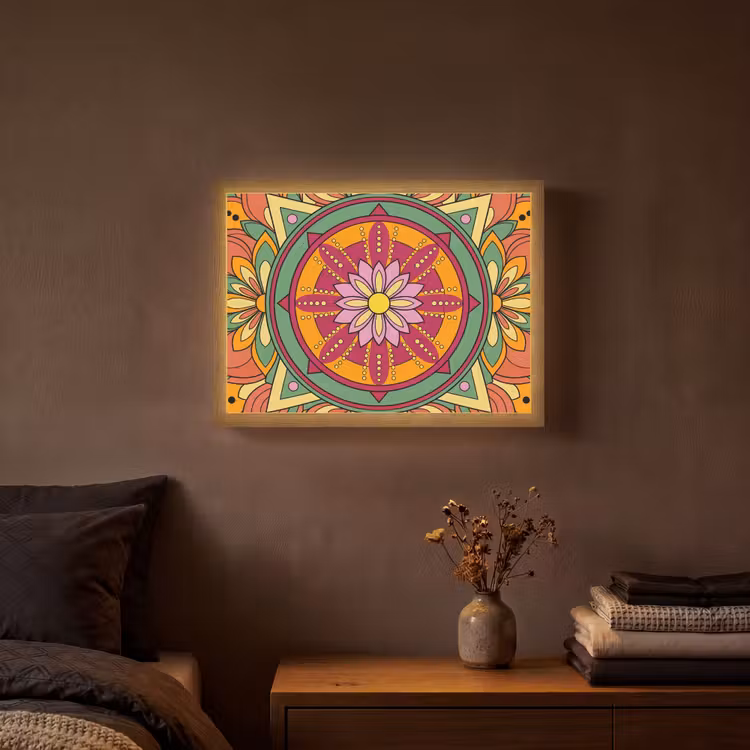 Lightbox - Wandlamp - Mandala - Bloemen - Abstract - Kleurrijk — 3
