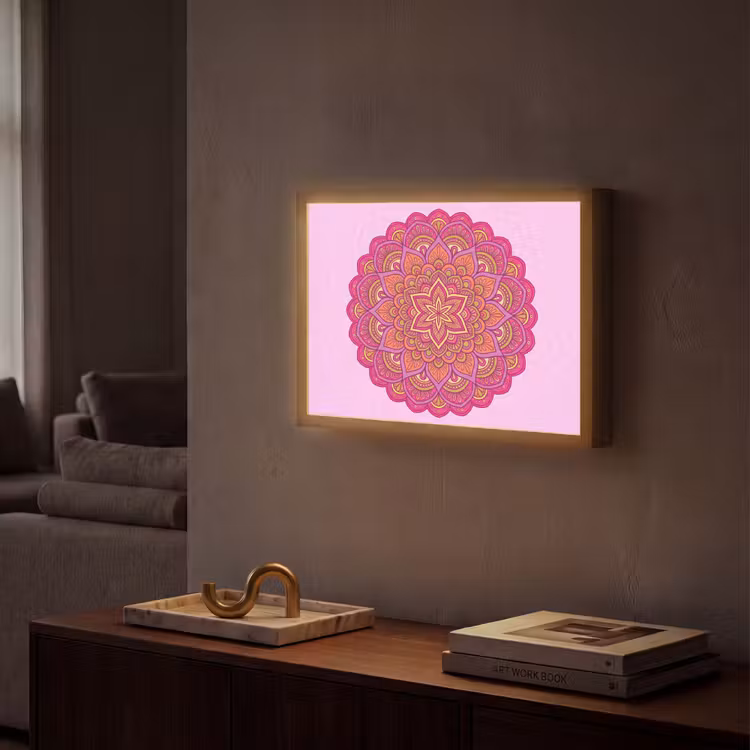 Lightbox - Wandlamp - Mandala - Cirkel - Spiritueel - Oosters - Roze — 2