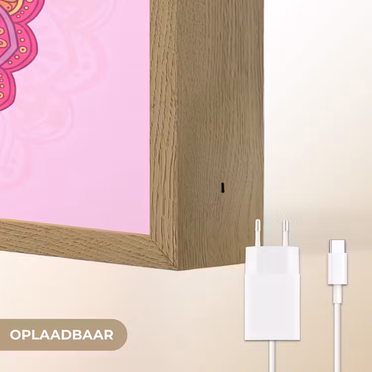 Lightbox - Wandlamp - Mandala - Cirkel - Spiritueel - Oosters - Roze — 7