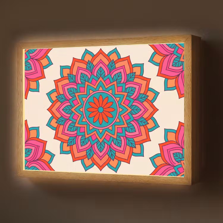 Lightbox - Wandlamp - Mandala - Patroon - Abstract - Kleurrijk - Modern — 1