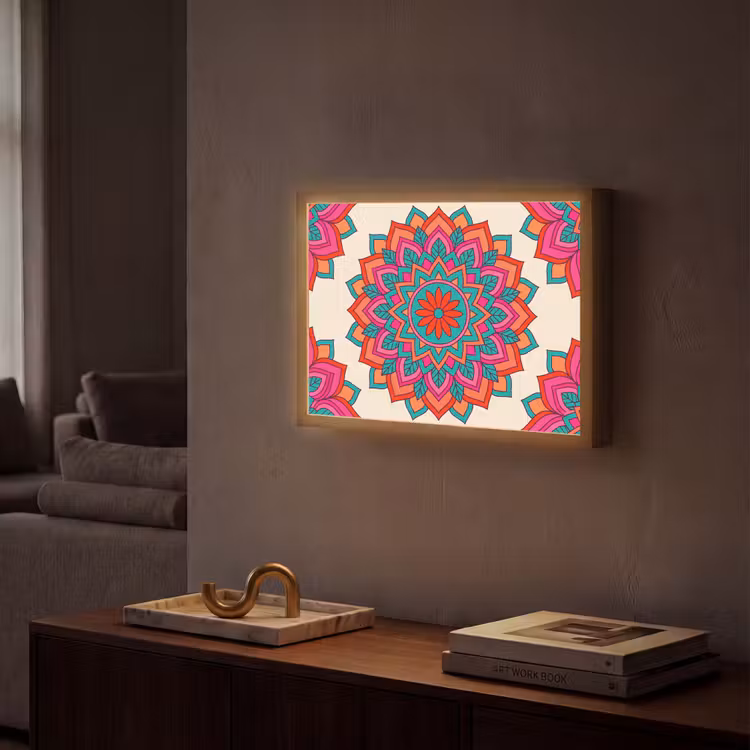 Lightbox - Wandlamp - Mandala - Patroon - Abstract - Kleurrijk - Modern — 2