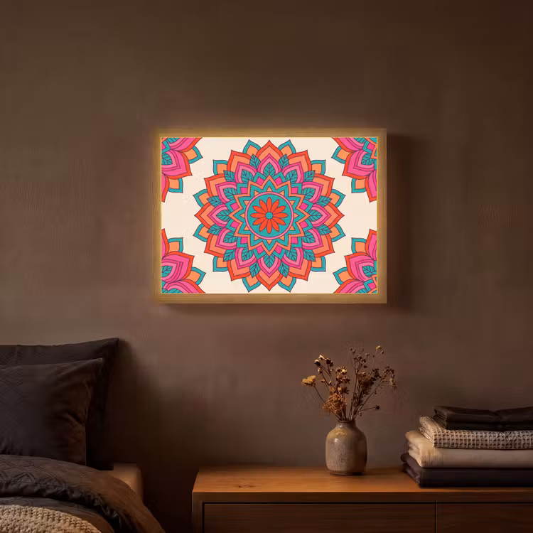 Lightbox - Wandlamp - Mandala - Patroon - Abstract - Kleurrijk - Modern — 3