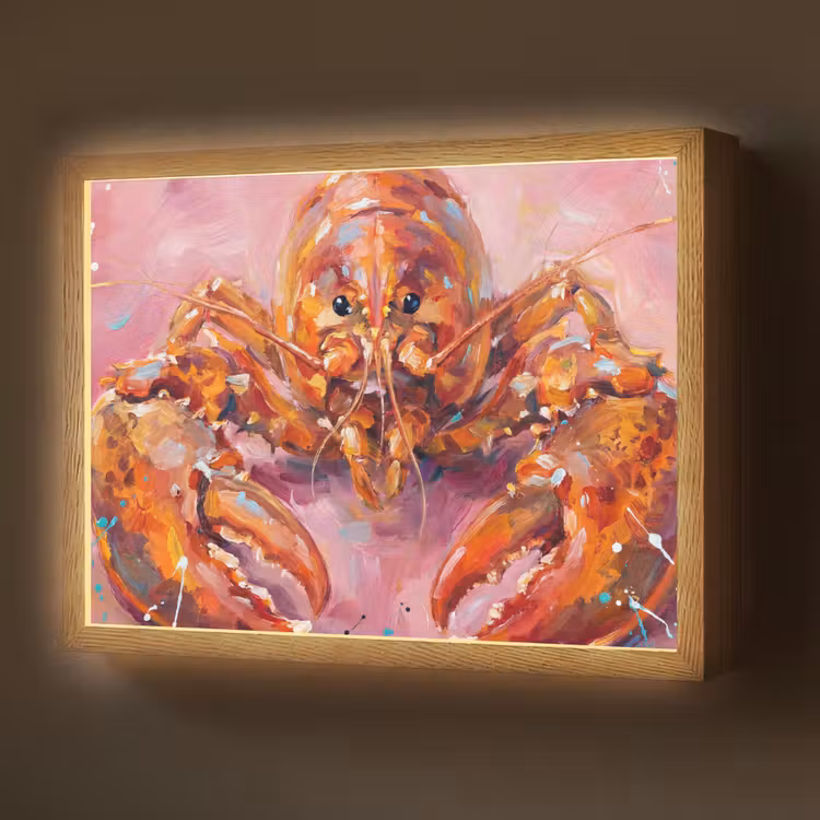 Lightbox - Wandlamp - Zeeleven - Kreeft - Spatters - Abstract - Roze — 1