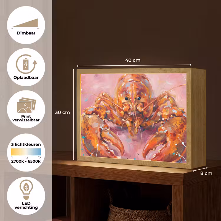 Lightbox - Wandlamp - Zeeleven - Kreeft - Spatters - Abstract - Roze — 10