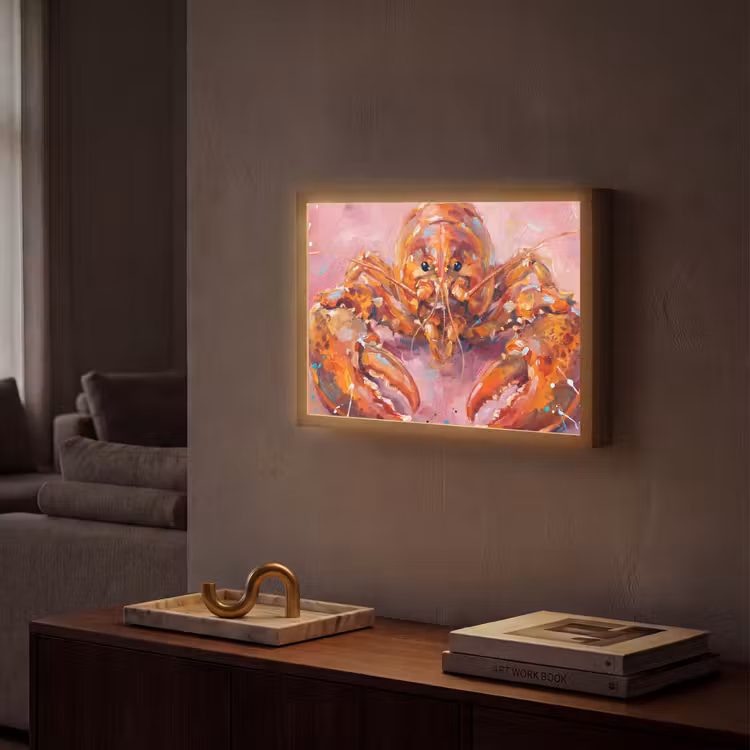 Lightbox - Wandlamp - Zeeleven - Kreeft - Spatters - Abstract - Roze — 2