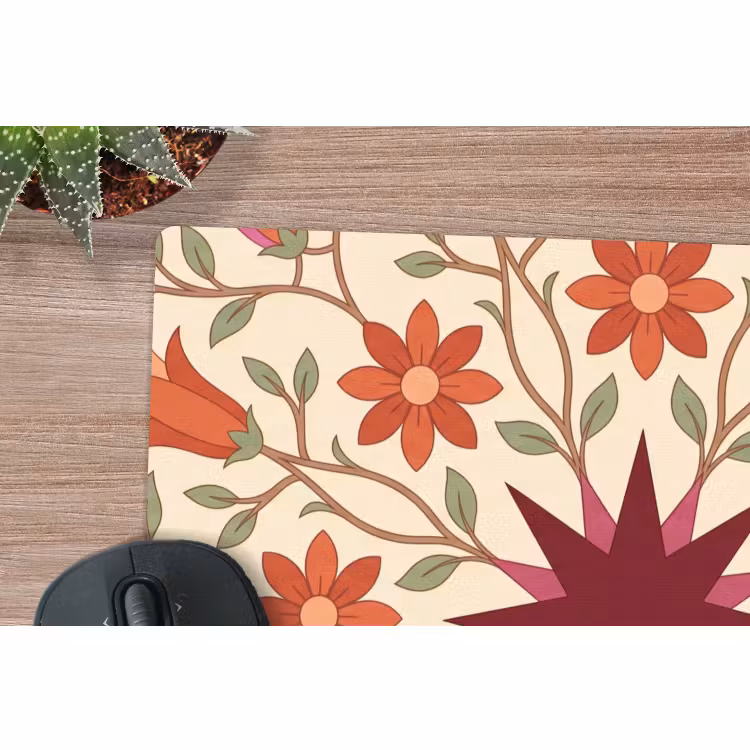 Muismat - Bloemen - Mandala - Decoratief - Rood — 4