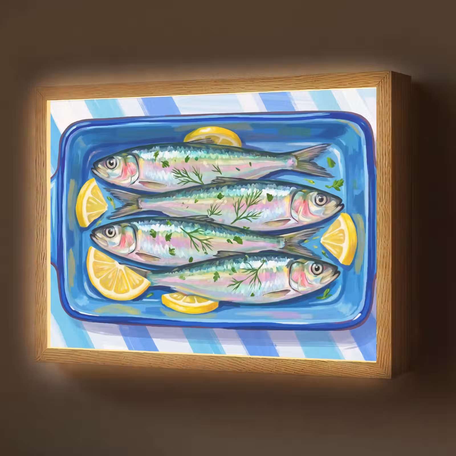 Lightbox - Wandlamp - Vis - Citroen - Kruiden - Eten - Blauw — 1
